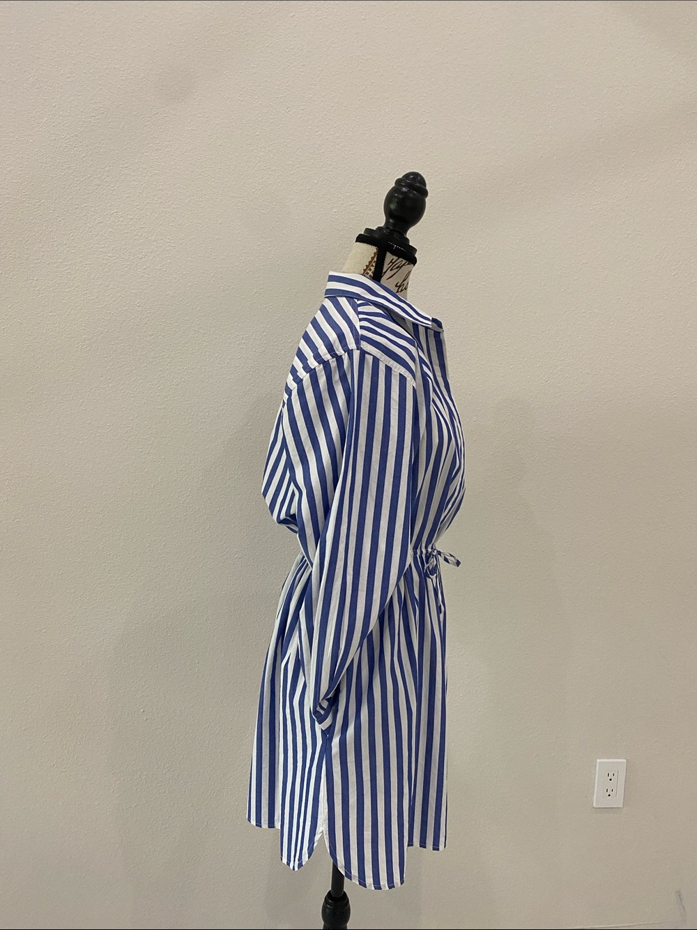 Steve Madden Rani Blue & White Vertical Stripe Shirt Dress. Sz Small. NWT - Picture 9 of 10